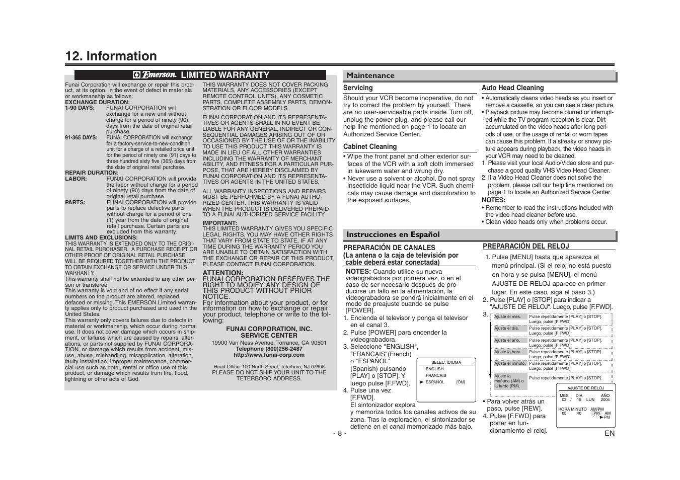 Information, Limited warranty | Emerson EWV603 User Manual | Page 8 / 8