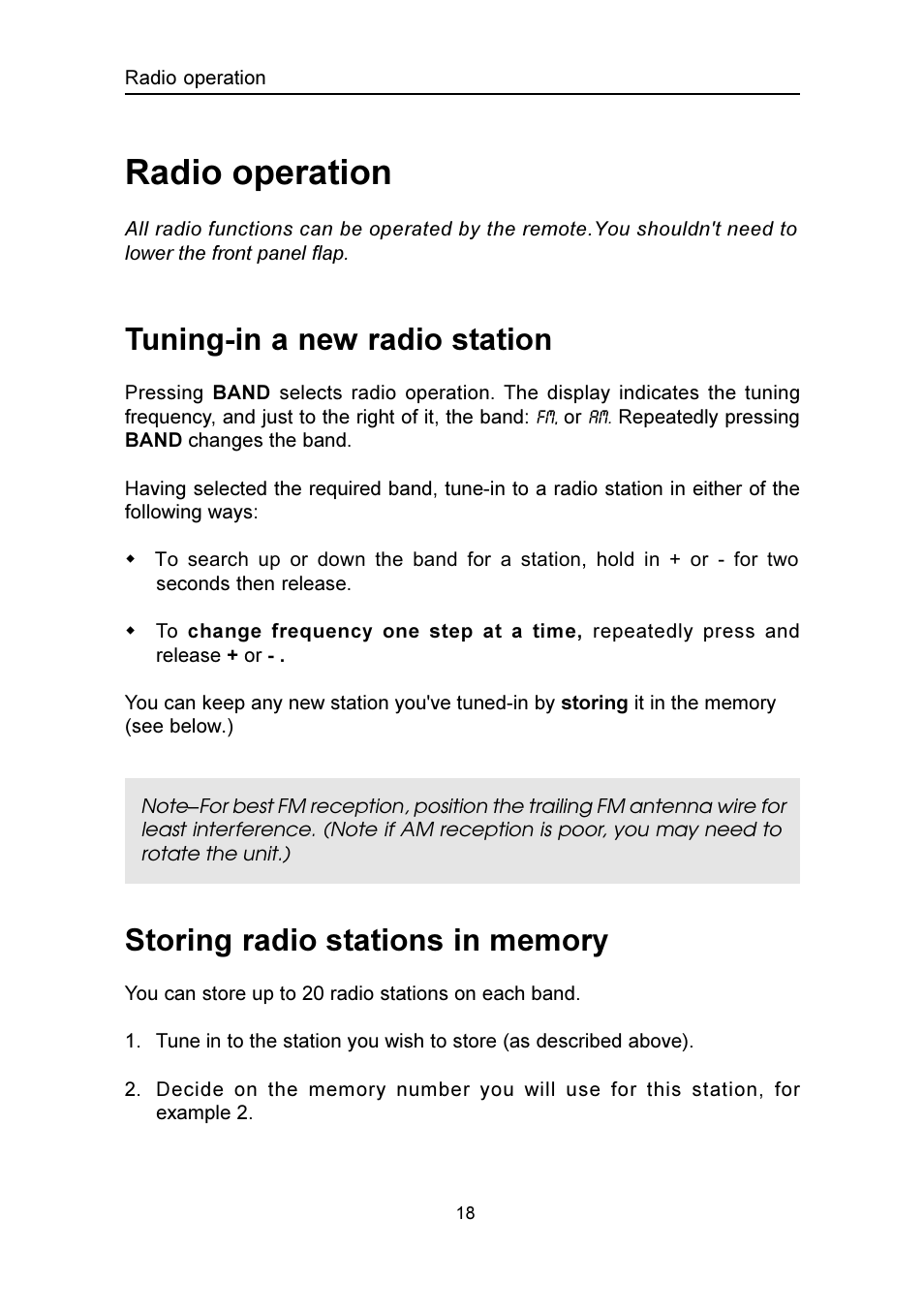 Radio operation, Tuning-in a new radio station | Emerson Radio MS3100 User Manual | Page 19 / 29