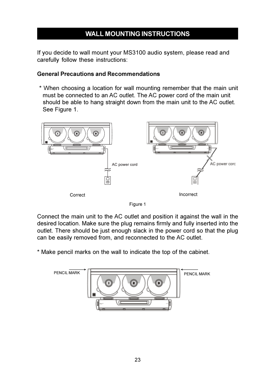 Wall mounting instructions | Emerson Radio MS3100 User Manual | Page 24 / 29