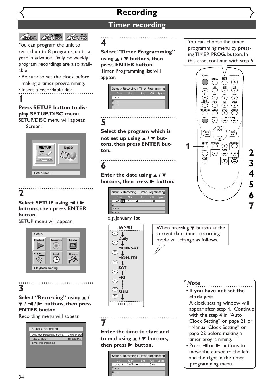 Recording, Timer recording | Emerson EWR10D4 User Manual | Page 34 / 100