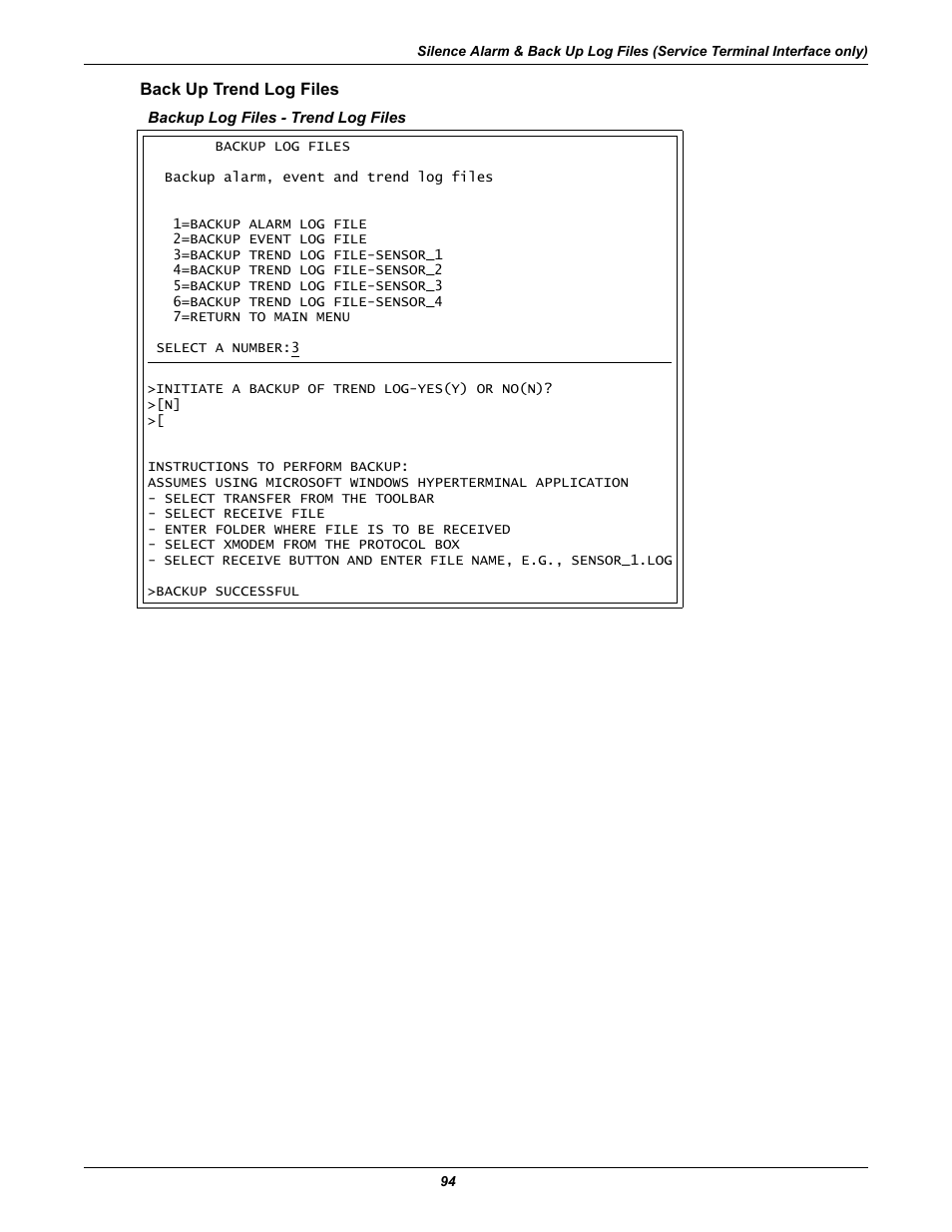 Back up trend log files | Emerson Autochangeover Controllers AC8 User Manual | Page 102 / 128