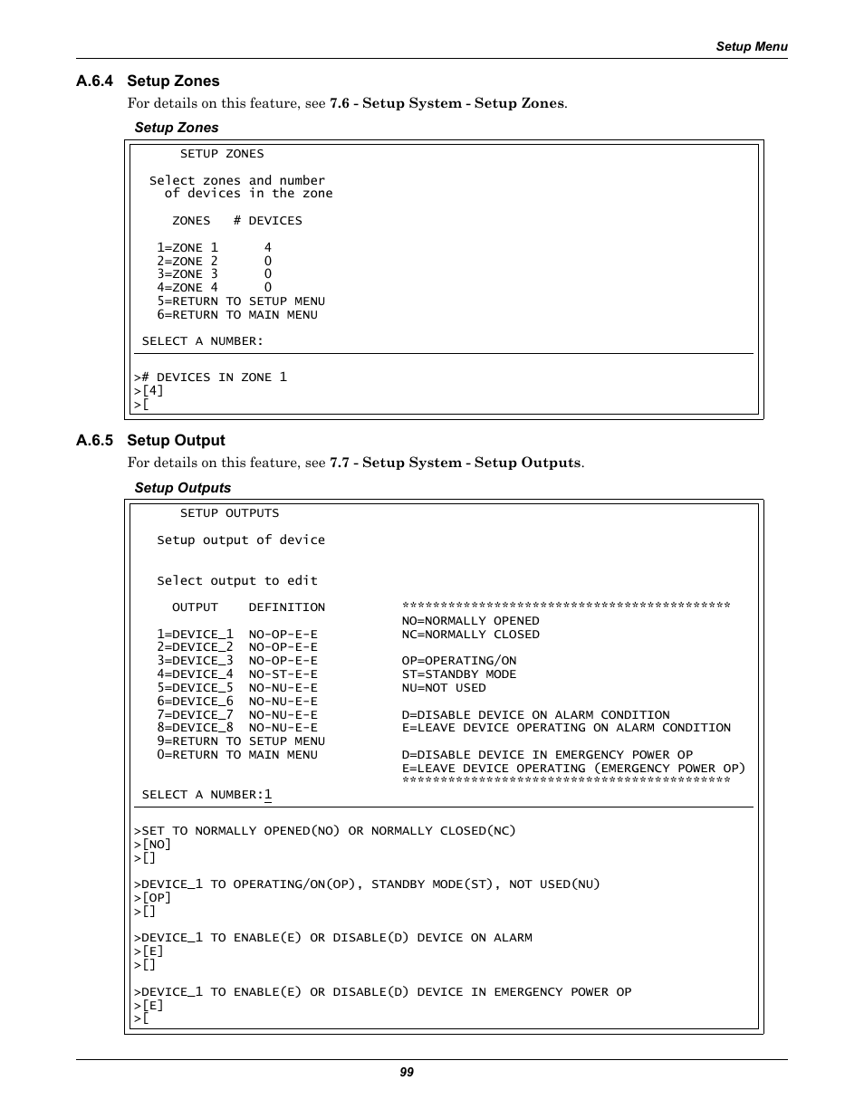 A.6.4 setup zones, A.6.5 setup output, A.6.4 | Setup zones, A.6.5, Setup output, Section a.6.4, Section a.6.5 | Emerson Autochangeover Controllers AC8 User Manual | Page 107 / 128