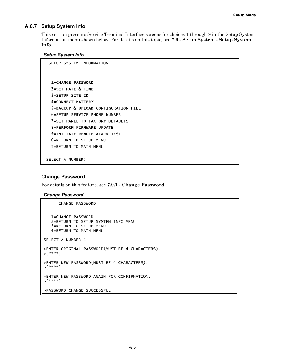 A.6.7 setup system info, Change password, A.6.7 | Setup system info, A.6.7 - setup system, Info, Section a.6.7 | Emerson Autochangeover Controllers AC8 User Manual | Page 110 / 128