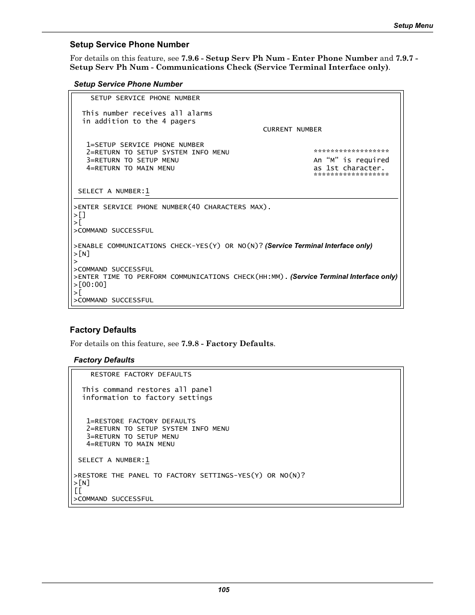 Setup service phone number, Factory defaults | Emerson Autochangeover Controllers AC8 User Manual | Page 113 / 128