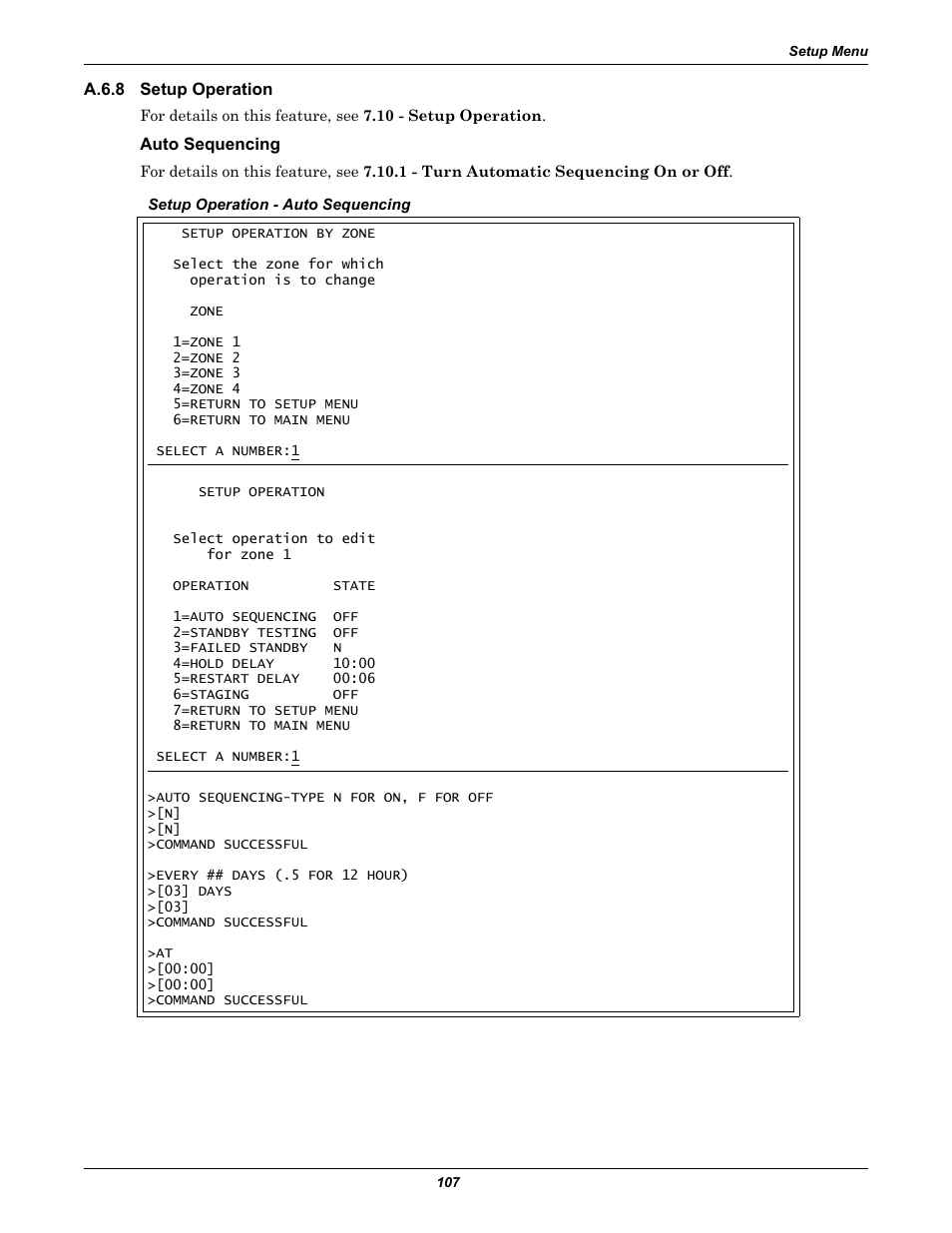 A.6.8 setup operation, Auto sequencing, A.6.8 | Setup operation, Section a.6.8 | Emerson Autochangeover Controllers AC8 User Manual | Page 115 / 128