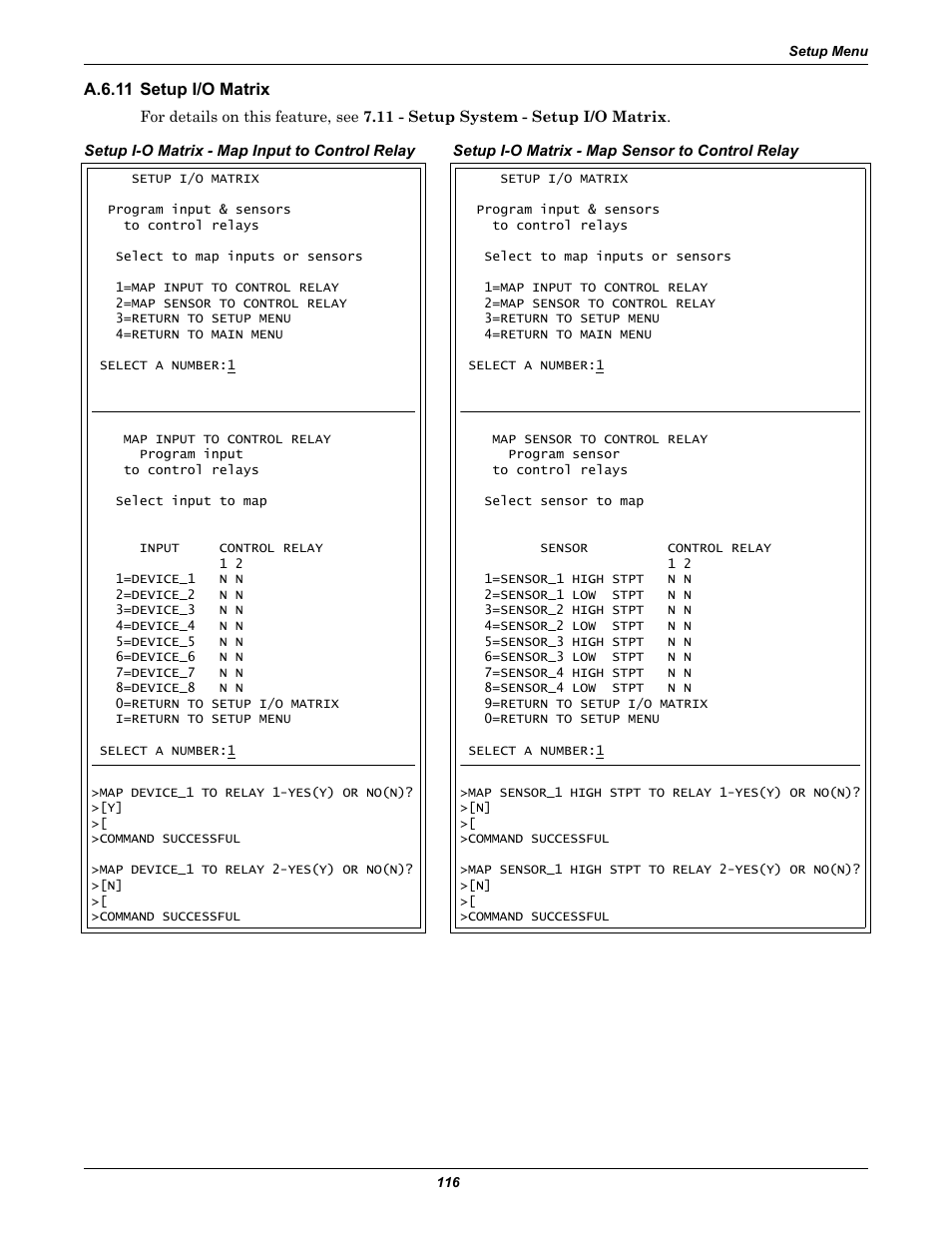 A.6.11 setup i/o matrix, Section a.6.11 | Emerson Autochangeover Controllers AC8 User Manual | Page 124 / 128