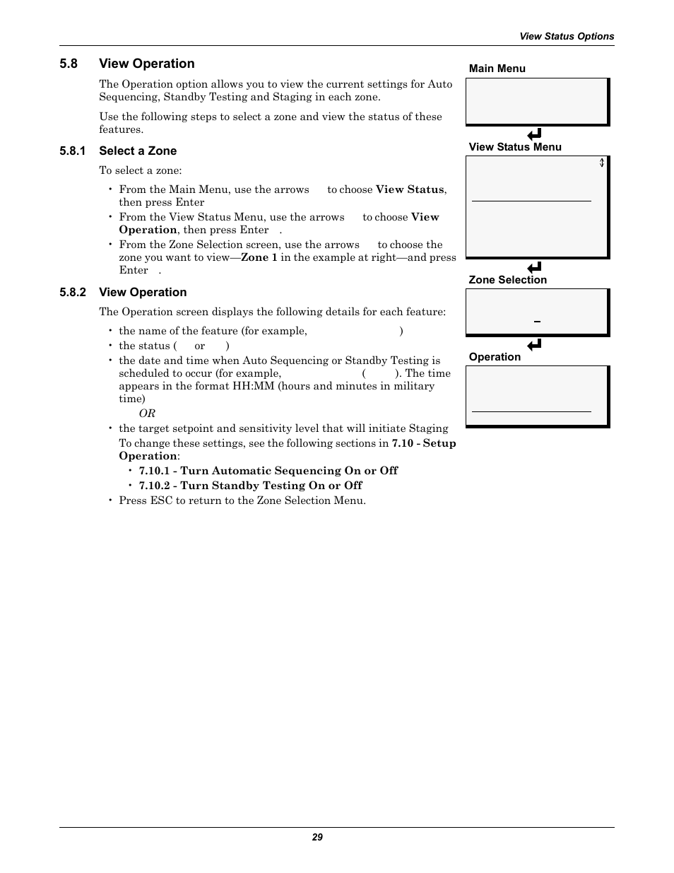 8 view operation, 1 select a zone, 2 view operation | View operation, Select a zone | Emerson Autochangeover Controllers AC8 User Manual | Page 37 / 128