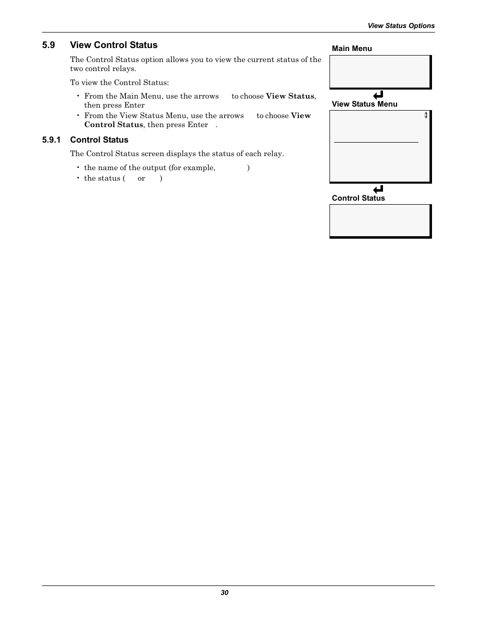9 view control status, 1 control status, View control status | Control status | Emerson Autochangeover Controllers AC8 User Manual | Page 38 / 128