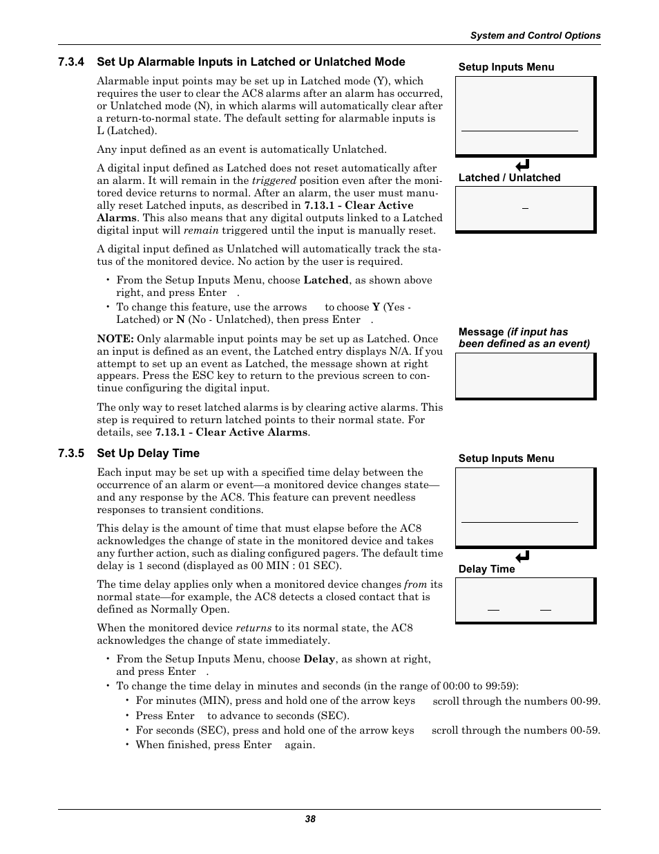 5 set up delay time, Set up delay time, See section 7.3.4 ) | Emerson Autochangeover Controllers AC8 User Manual | Page 46 / 128