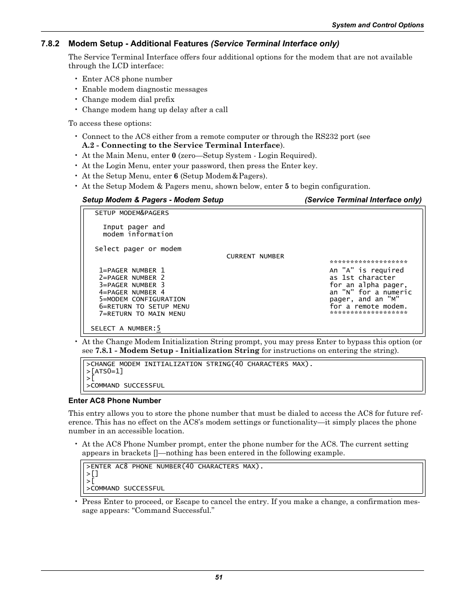 Modem setup - additional features | Emerson Autochangeover Controllers AC8 User Manual | Page 59 / 128