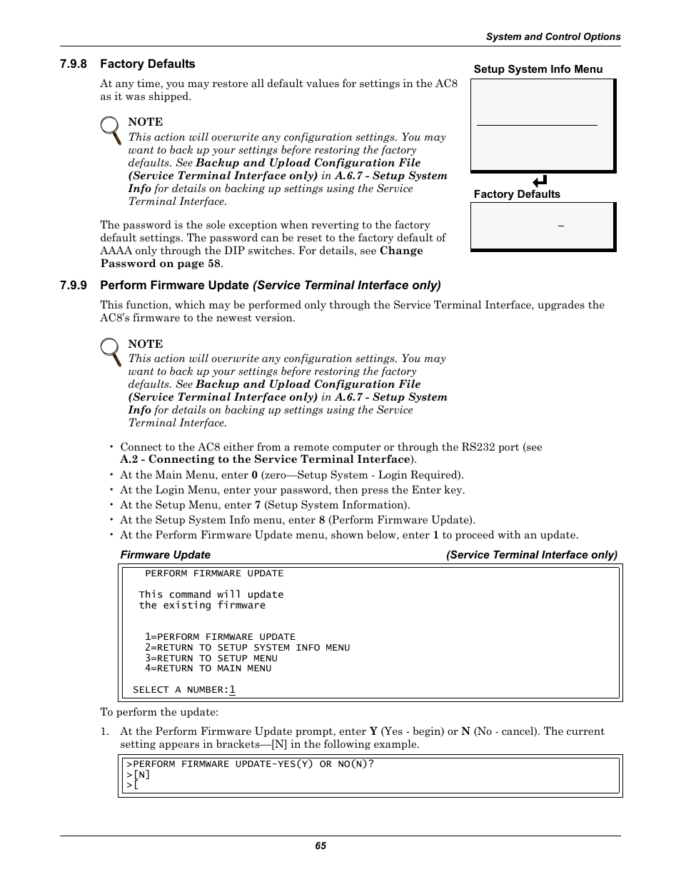 8 factory defaults, Factory defaults, Perform firmware update (service t | Perform firmware update | Emerson Autochangeover Controllers AC8 User Manual | Page 73 / 128