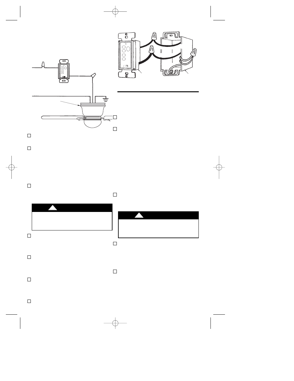 Warning, Installation of wall control, Way installation | Single-pole installation | Emerson CF730 User Manual | Page 10 / 16