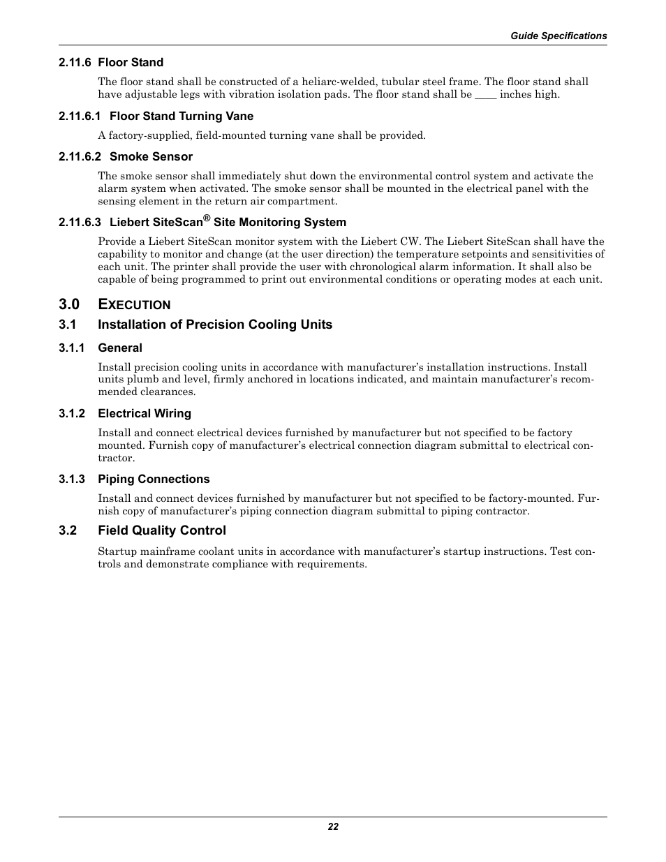 0 execution, 1 installation of precision cooling units, 2 field quality control | Emerson Liebert CW User Manual | Page 26 / 28