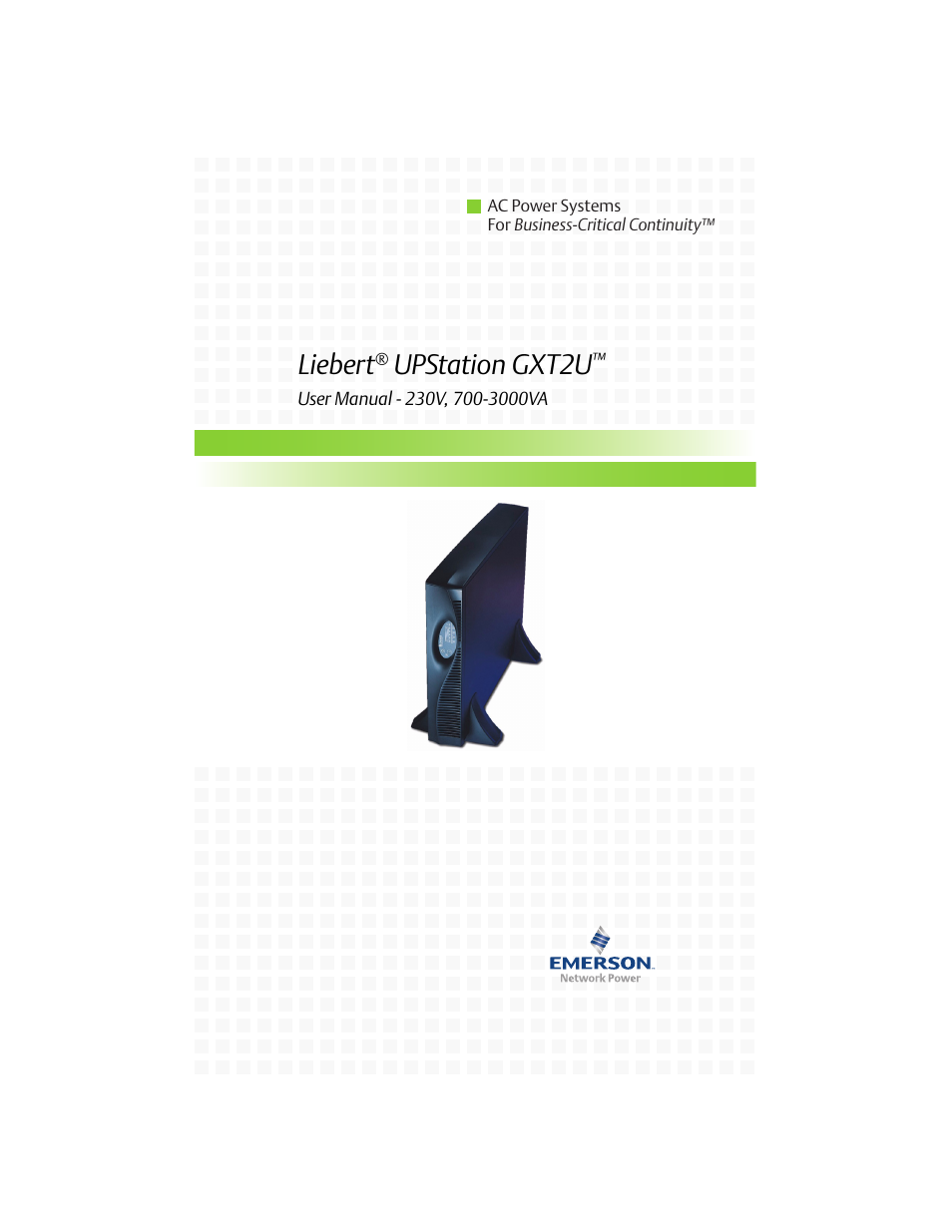 Emerson Liebert UPStation GXT2U User Manual | 40 pages