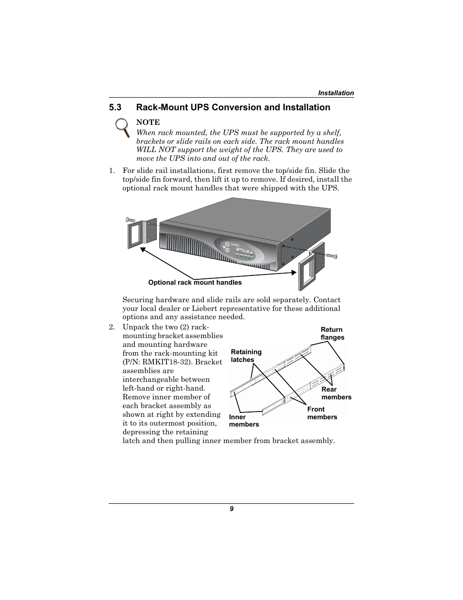 3 rack-mount ups conversion and installation, Rack-mount ups conversion and installation | Emerson Liebert UPStation GXT2U User Manual | Page 13 / 40