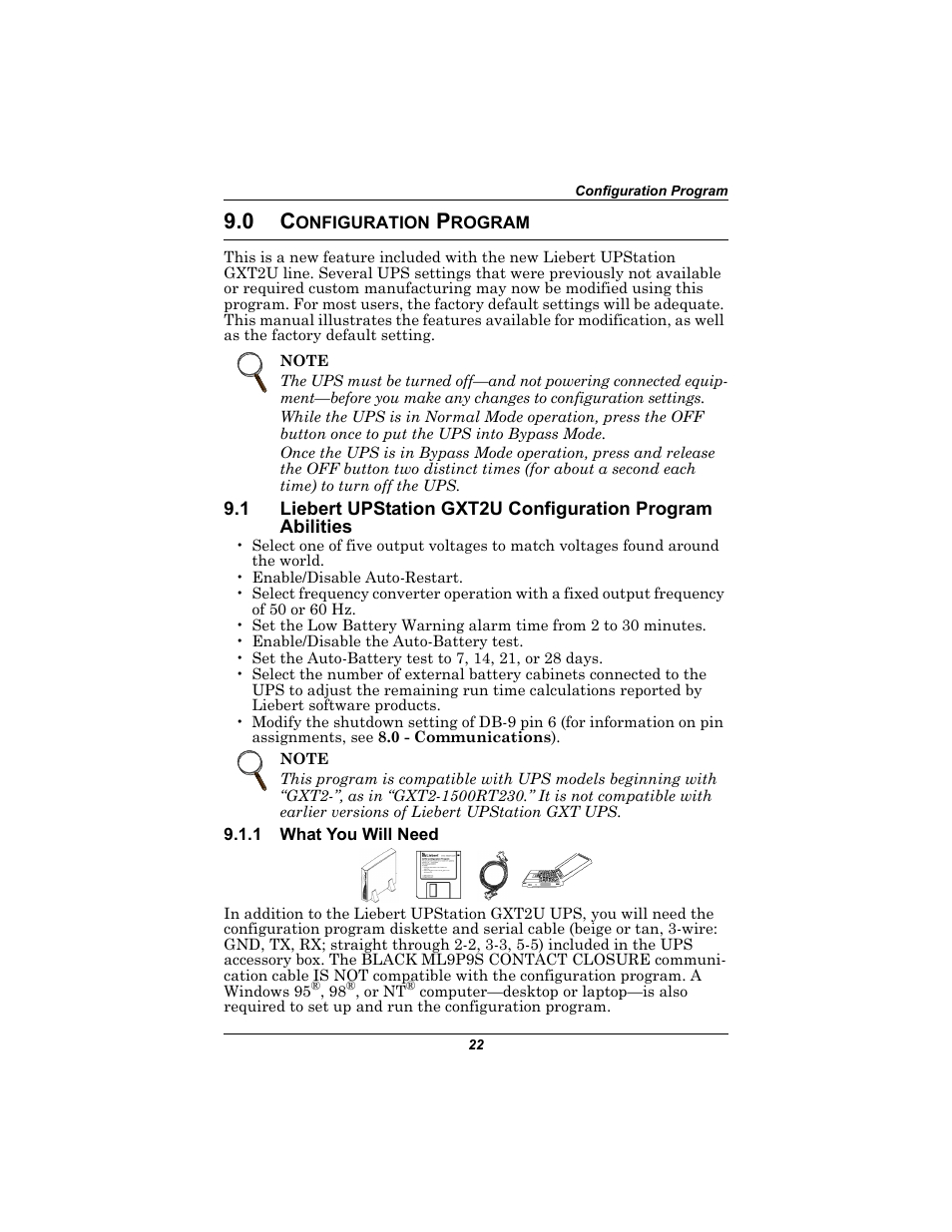 0 configuration program, 1 what you will need, Onfiguration | Rogram, Liebert upstation gxt2u configuration program, Abilities, What you will need | Emerson Liebert UPStation GXT2U User Manual | Page 26 / 40