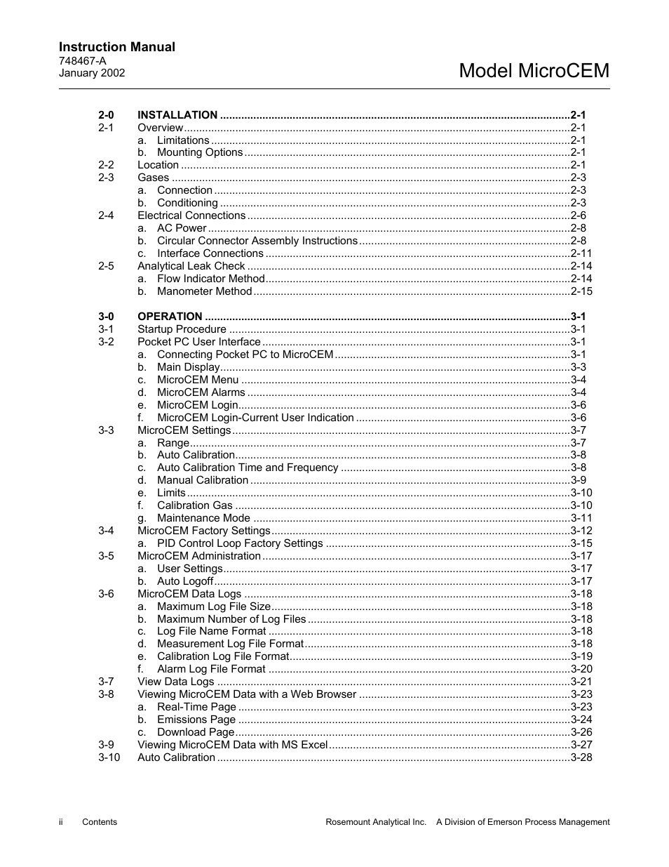 Model microcem | Emerson MicroCEM User Manual | Page 4 / 98