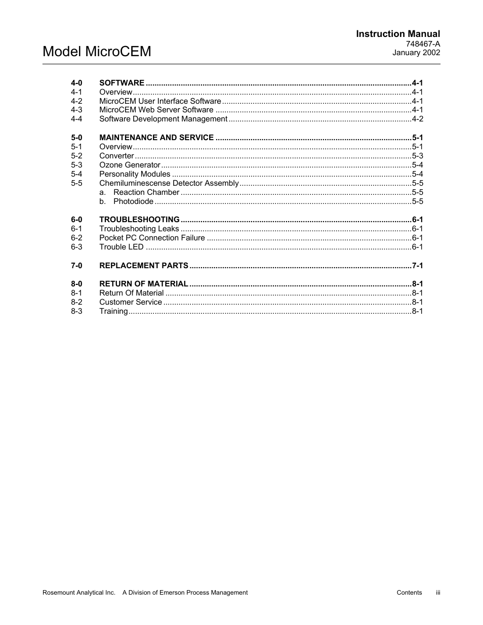 Model microcem | Emerson MicroCEM User Manual | Page 5 / 98