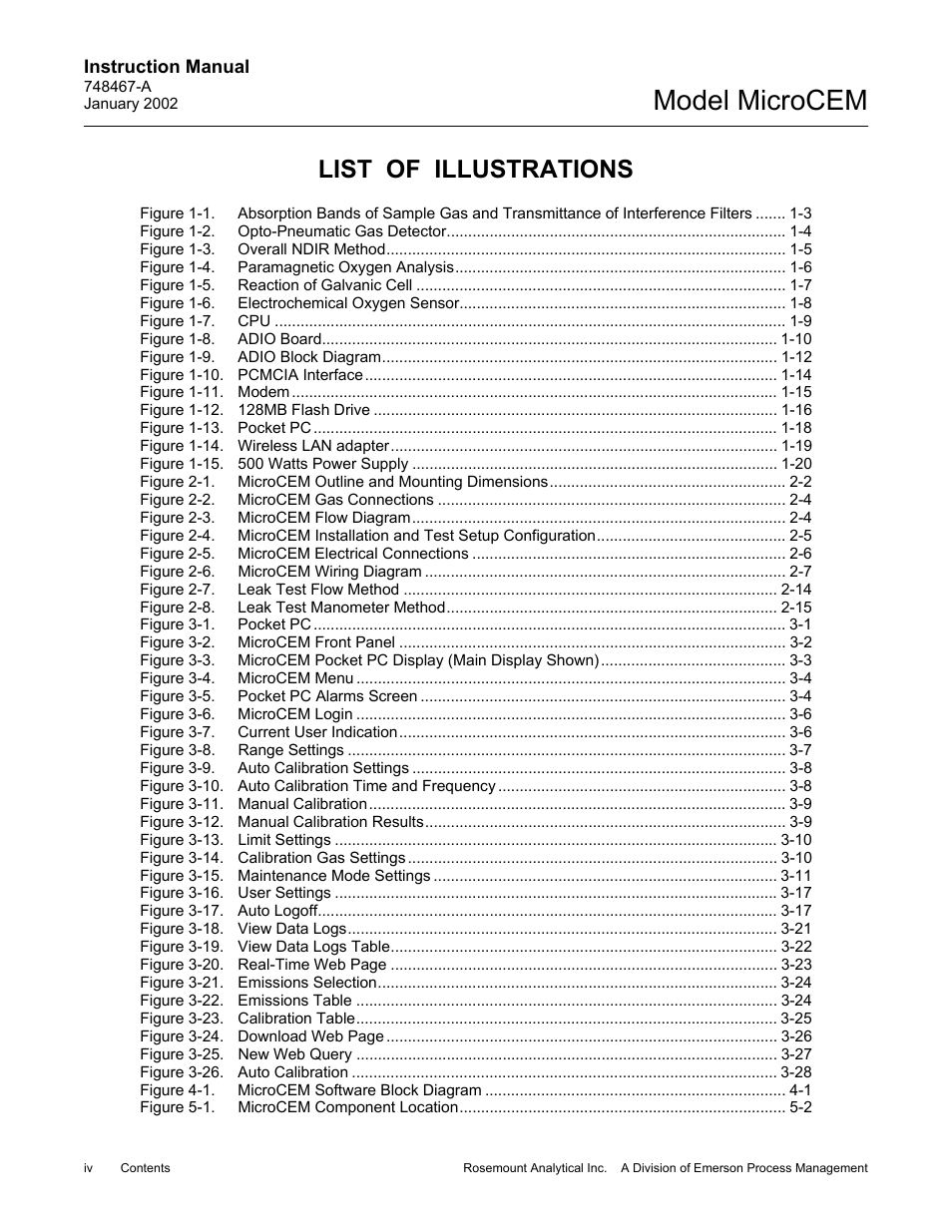 List of illustrations, Model microcem | Emerson MicroCEM User Manual | Page 6 / 98