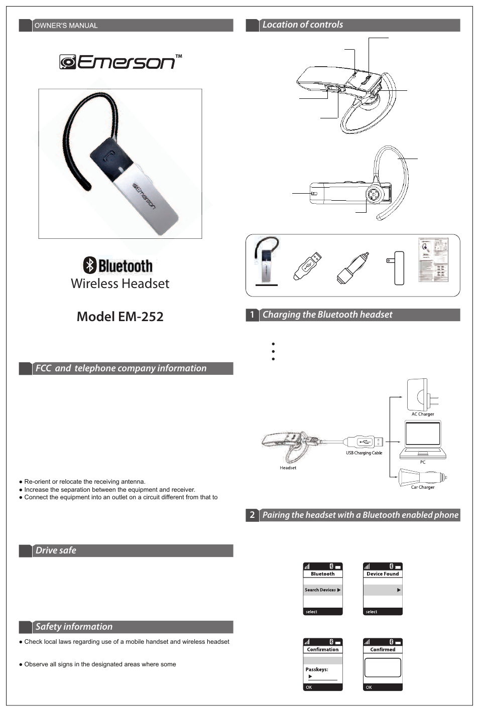 Emerson EM-252 User Manual | 2 pages