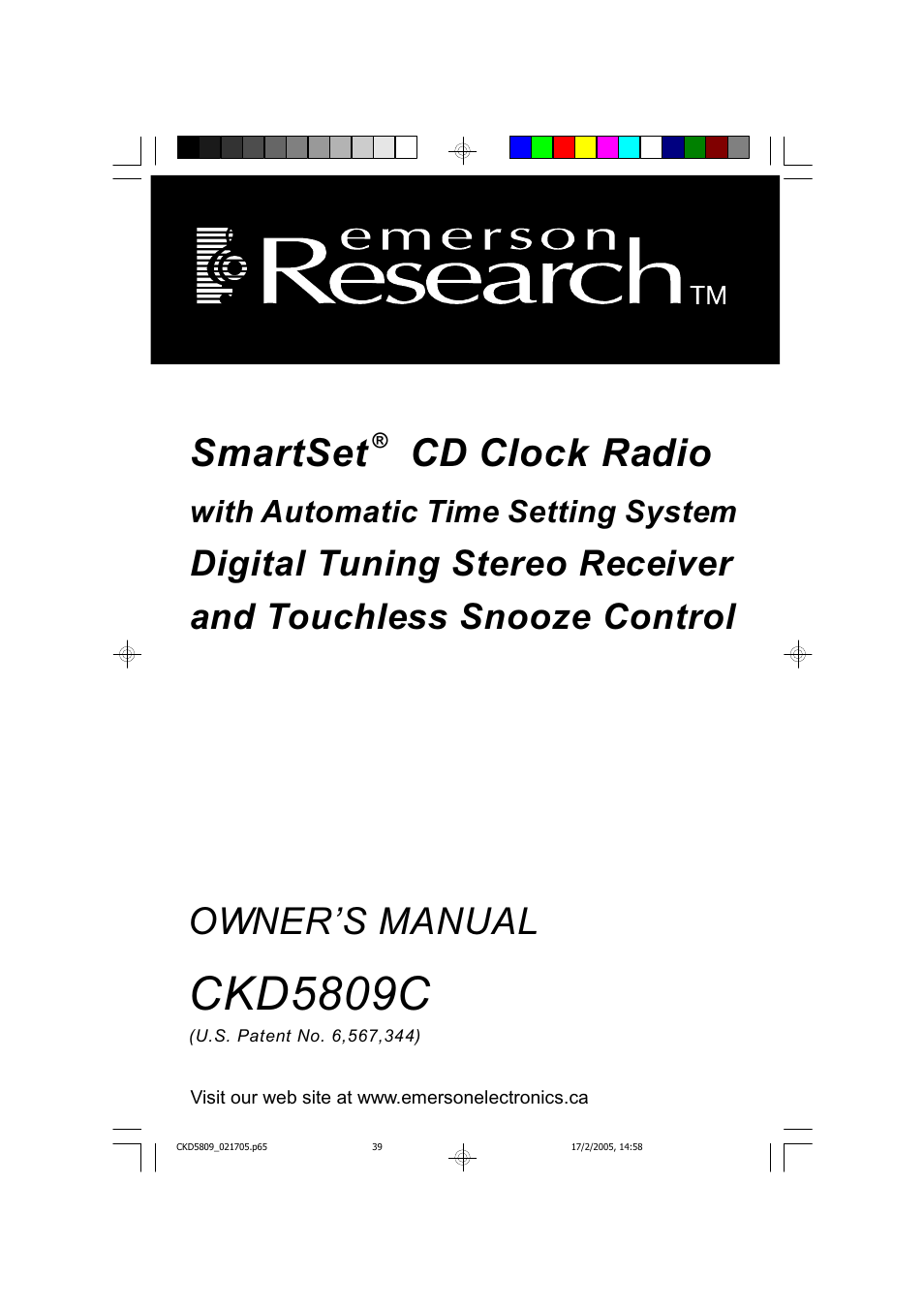 Emerson SMARTSET CKD5809C User Manual | 39 pages