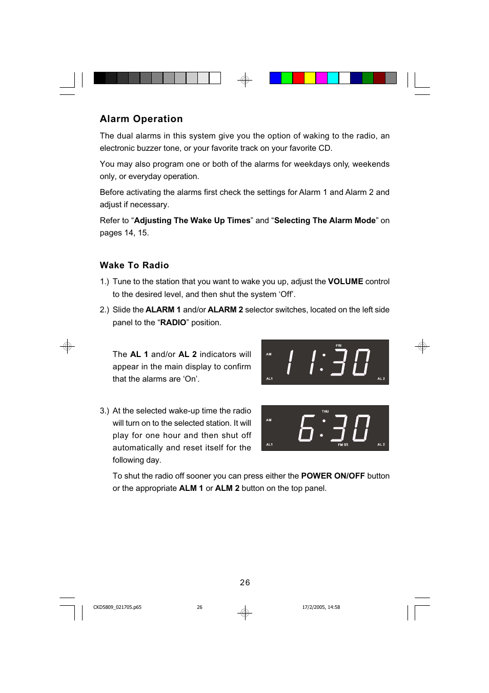 Alarm operation | Emerson SMARTSET CKD5809C User Manual | Page 27 / 39