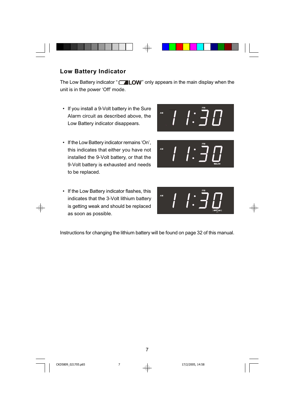 Low battery indicator | Emerson SMARTSET CKD5809C User Manual | Page 8 / 39