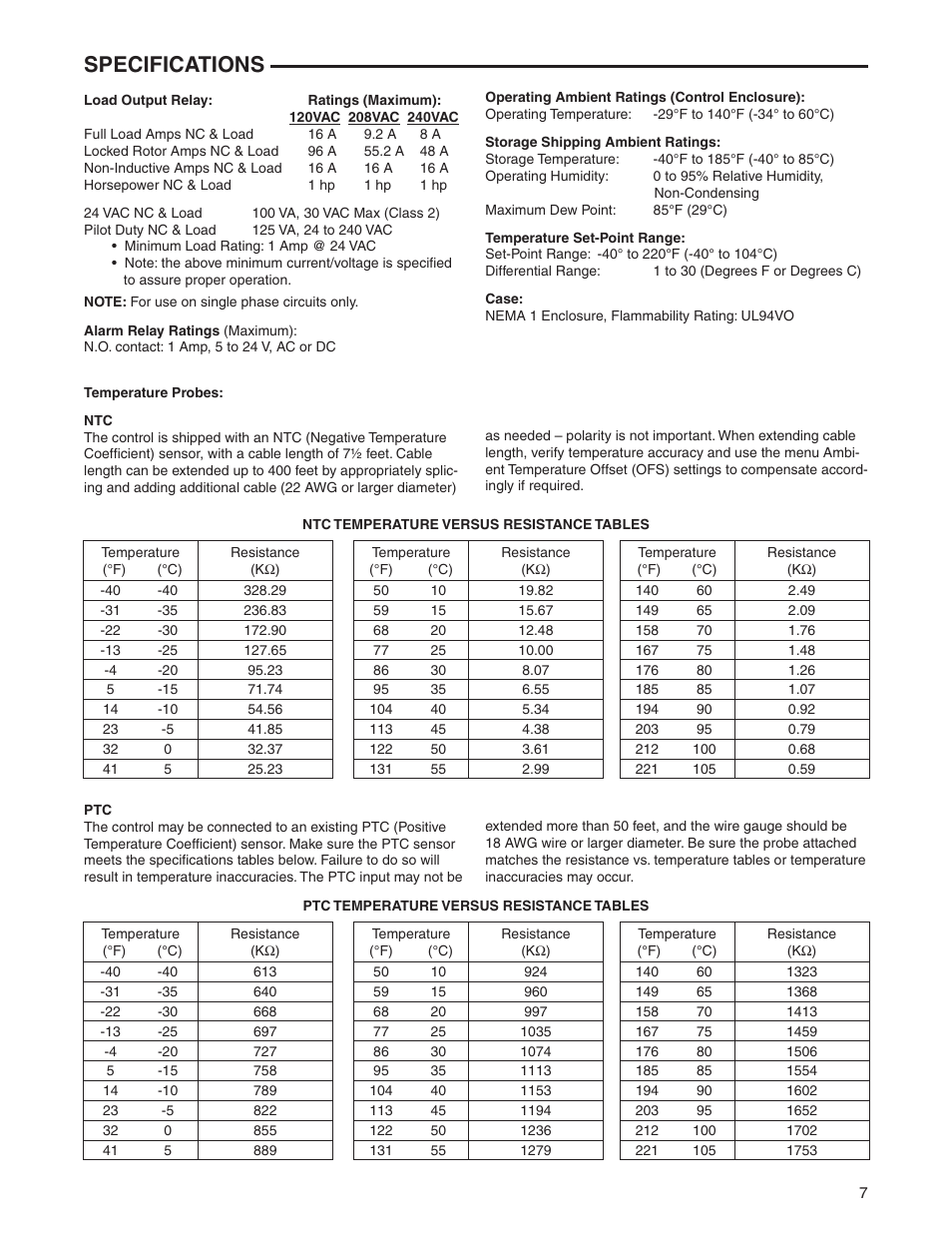 Specifications | Emerson 16E09-101 User Manual | Page 7 / 16