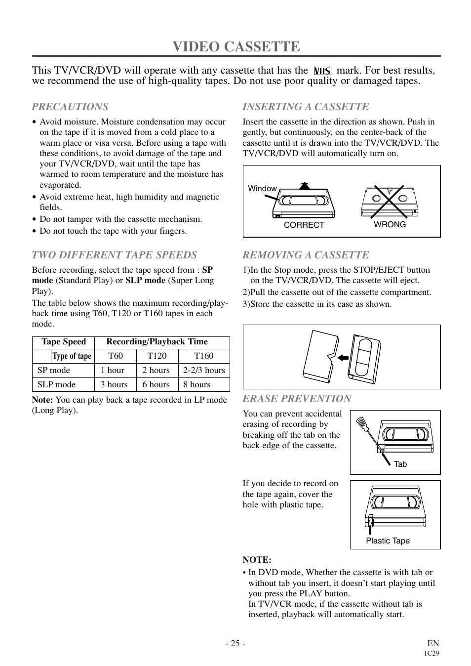 Video cassette | Emerson EWC27T4 User Manual | Page 25 / 56