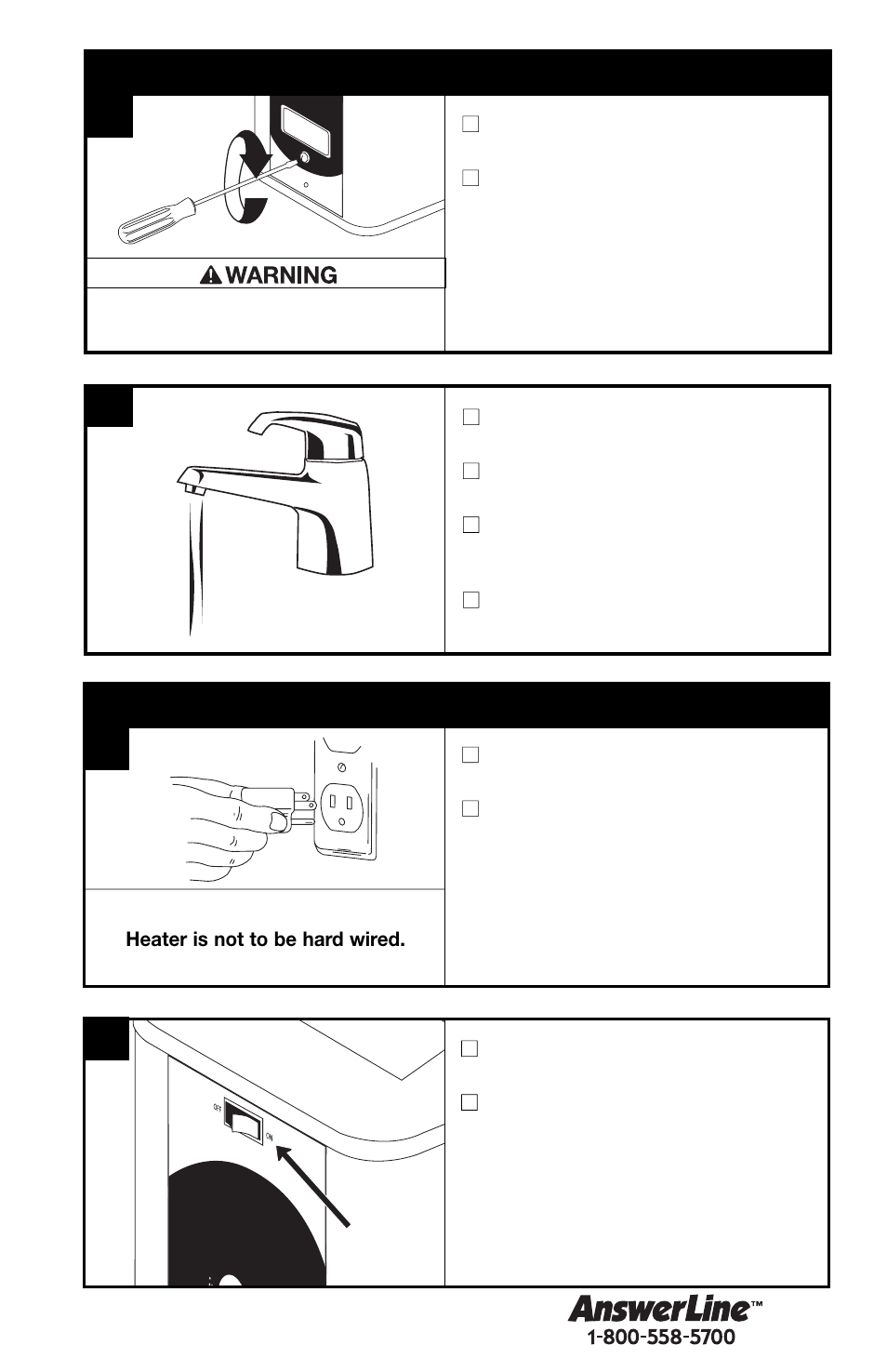 Connecting to electrical supply, Filling the tank | Emerson W152 User Manual | Page 9 / 16