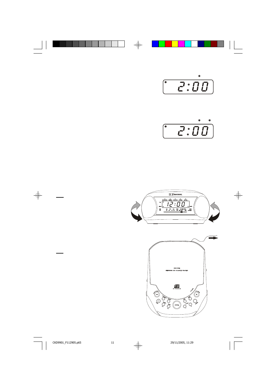 Listening to the radio, Antenna information | Emerson Radio CKD9901 User Manual | Page 12 / 27