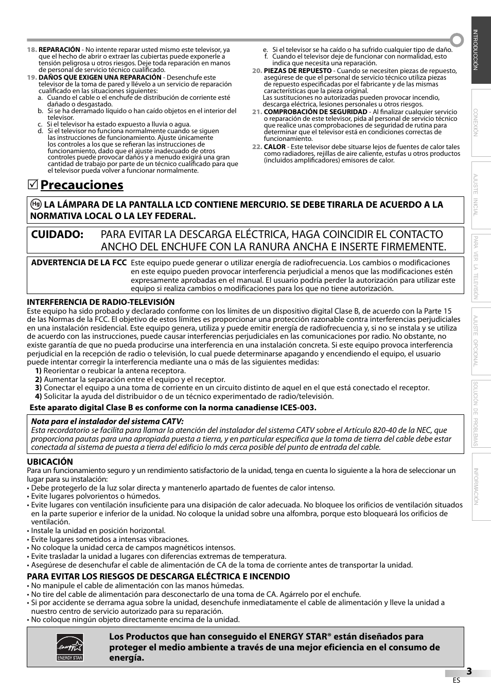 Precauciones | Emerson LC195EM82 User Manual | Page 31 / 56