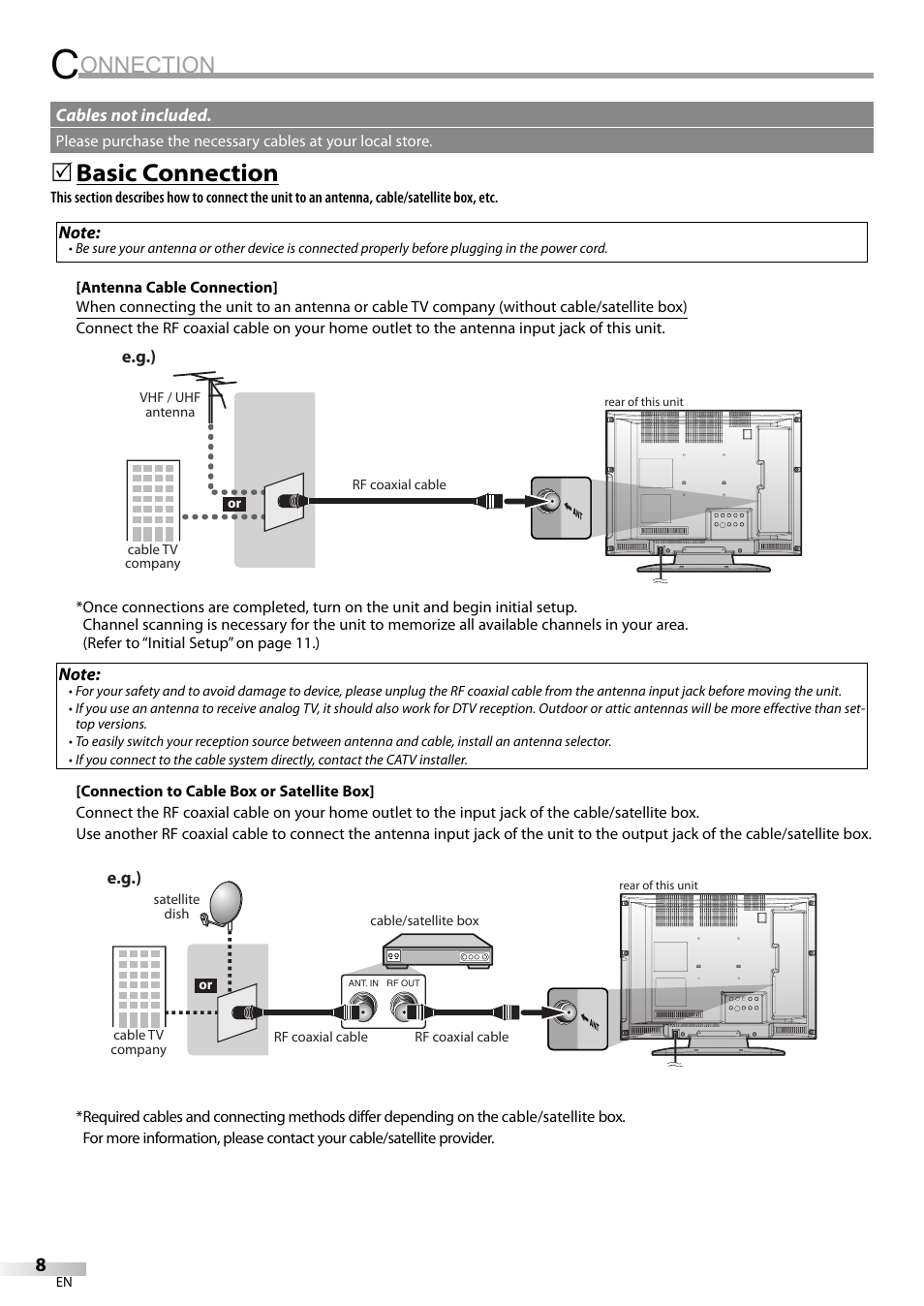 Onnection, Basic connection | Emerson LC195EM82 User Manual | Page 8 / 56