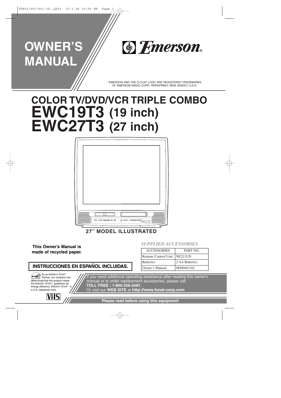 Emerson EWC19T3 User Manual | 56 pages