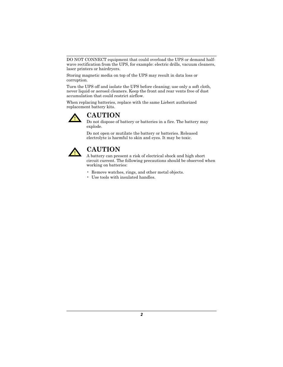 Caution | Emerson GXT2U User Manual | Page 6 / 40