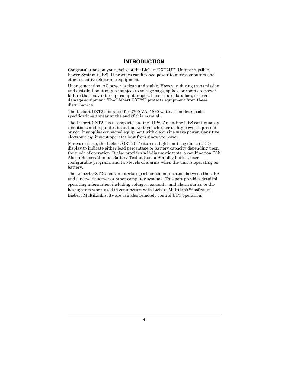 Introduction, Ntroduction | Emerson GXT2U User Manual | Page 8 / 40