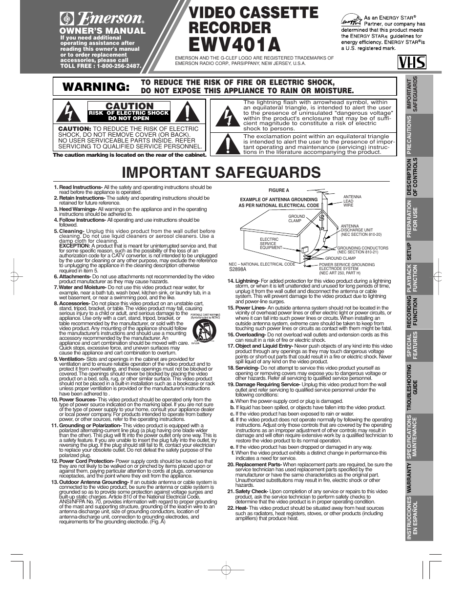 Emerson EWV401A User Manual | 8 pages