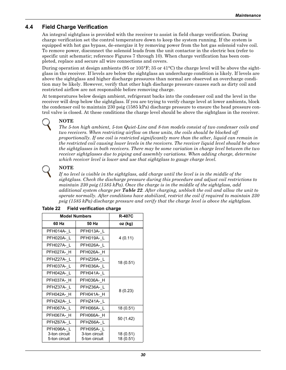 4 field charge verification, Table 22 field verification charge, Field charge verification | Table 22, Field verification charge | Emerson Precision Cooling For Business-Critical Continuity Figure i User Manual | Page 34 / 36