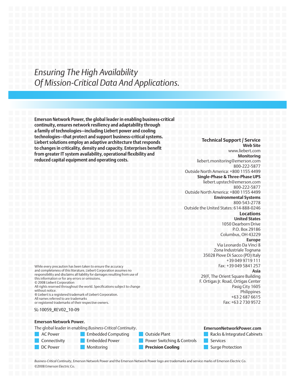 Emerson Precision Cooling For Business-Critical Continuity Figure i User Manual | Page 36 / 36