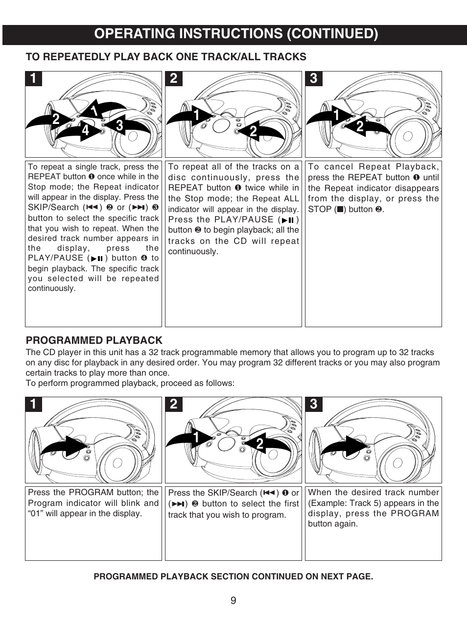 Operating instructions (continued) | Emerson Radio SB231 User Manual | Page 10 / 16