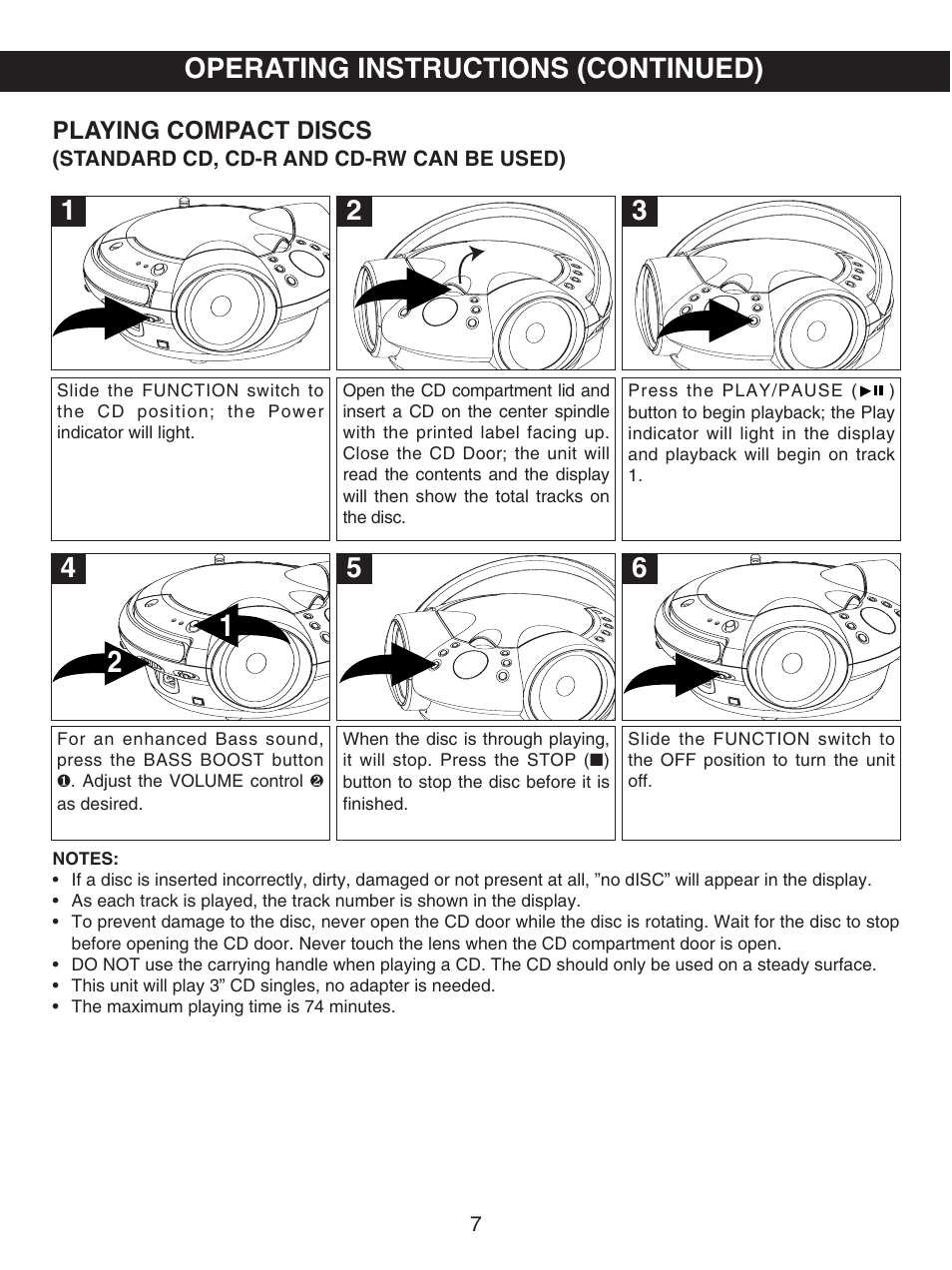 Operating instructions (continued) | Emerson Radio SB231 User Manual | Page 8 / 16
