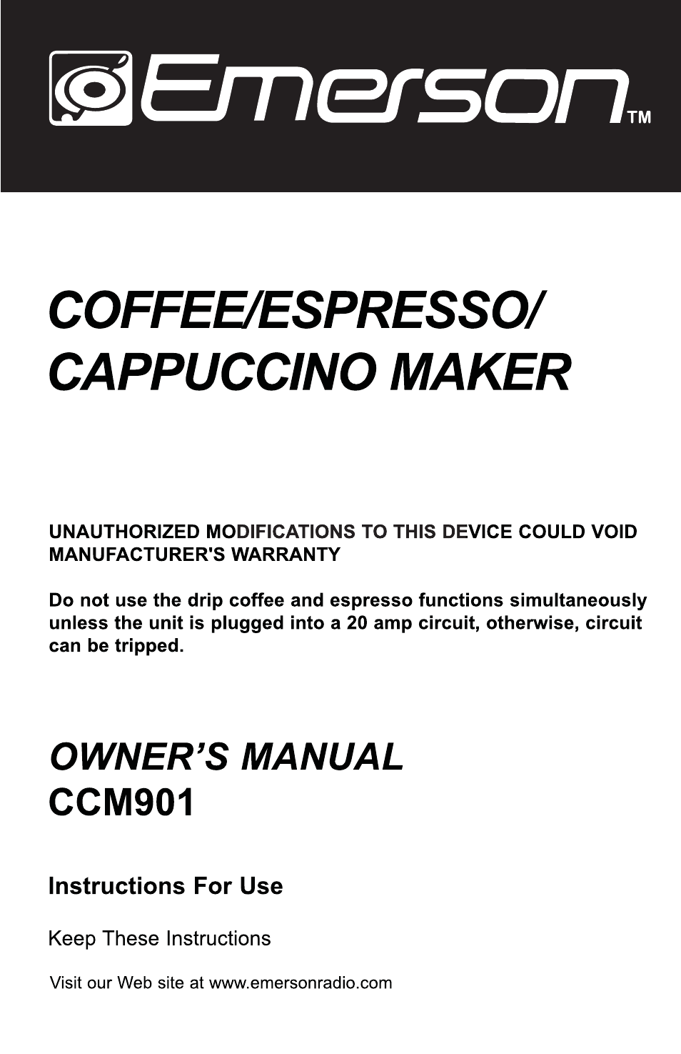 Emerson Radio CCM901 User Manual | 19 pages
