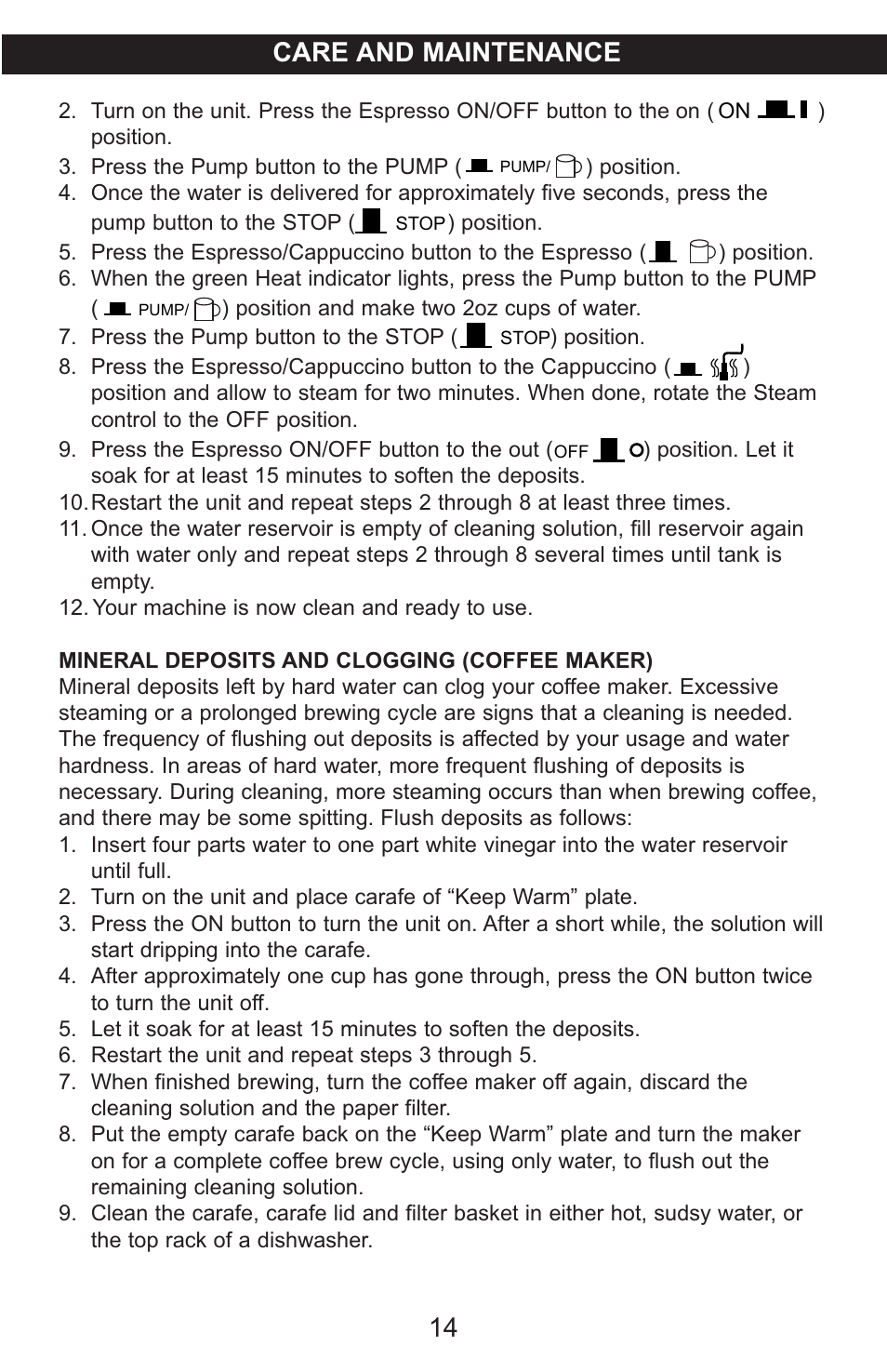 14 care and maintenance | Emerson Radio CCM901 User Manual | Page 15 / 19