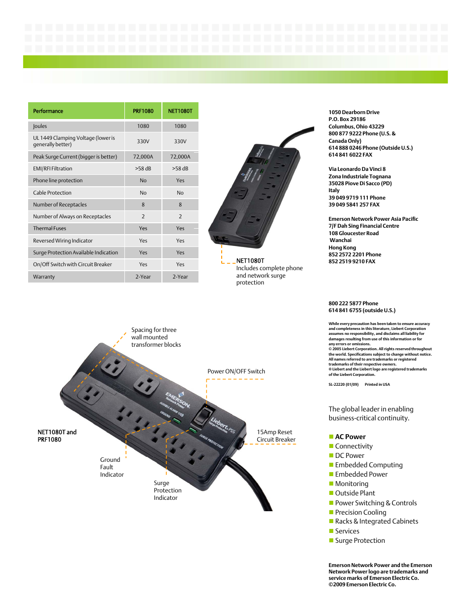 Emerson PSS Surge Protector User Manual | Page 2 / 2
