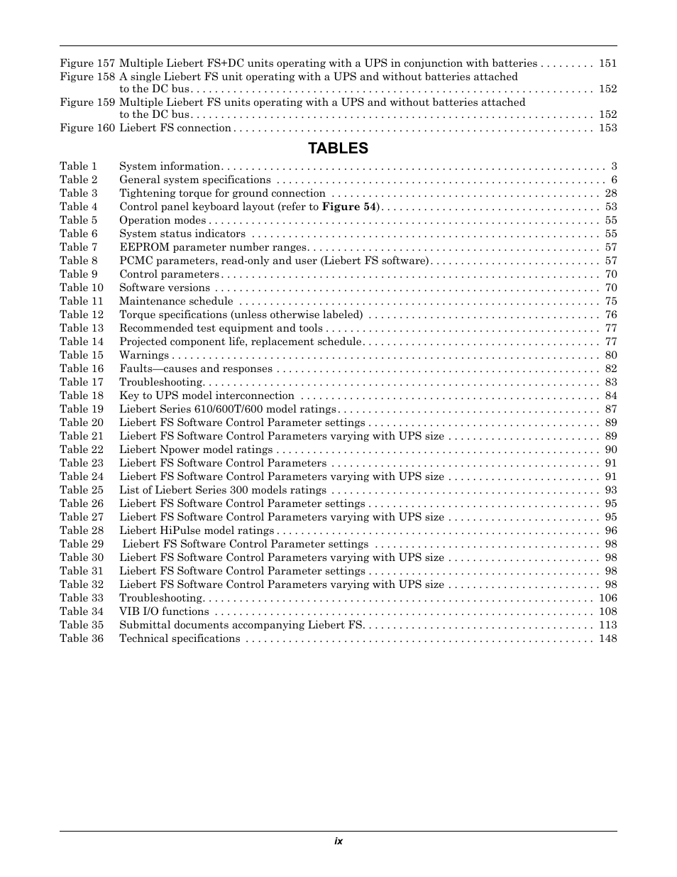 Tables | Emerson Series 600T User Manual | Page 11 / 168