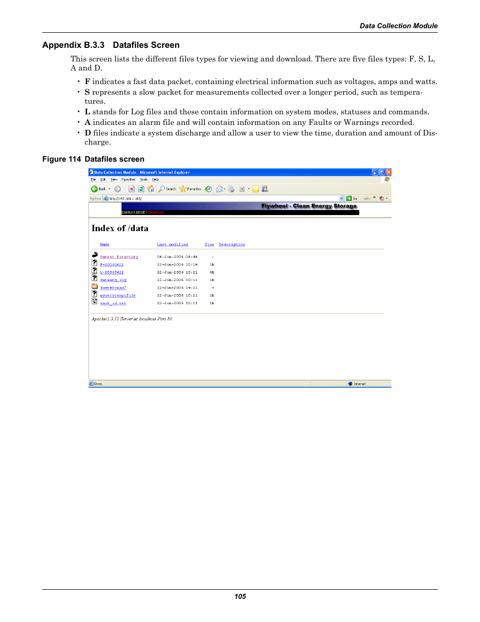 Appendix b.3.3 datafiles screen, Figure 114 datafiles screen, Appendix b.3.3 | Datafiles screen | Emerson Series 600T User Manual | Page 117 / 168