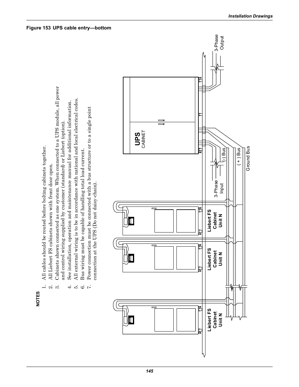 Figure 153 ups cable entry-bottom, Figure 153 ups cable entry—bottom, Up s | Emerson Series 600T User Manual | Page 157 / 168