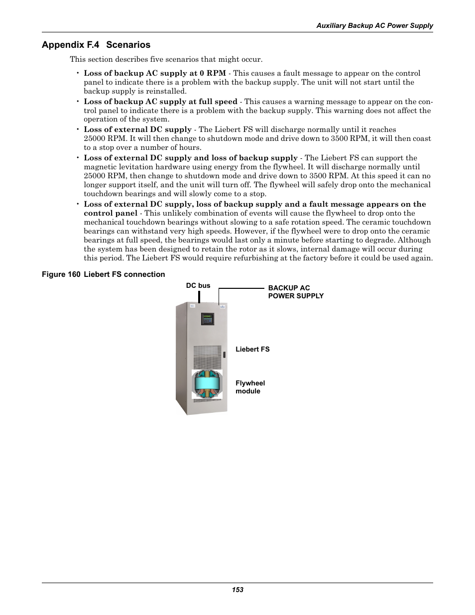 Appendix f.4 scenarios, Figure 160 liebert fs connection, Scenarios | Emerson Series 600T User Manual | Page 165 / 168