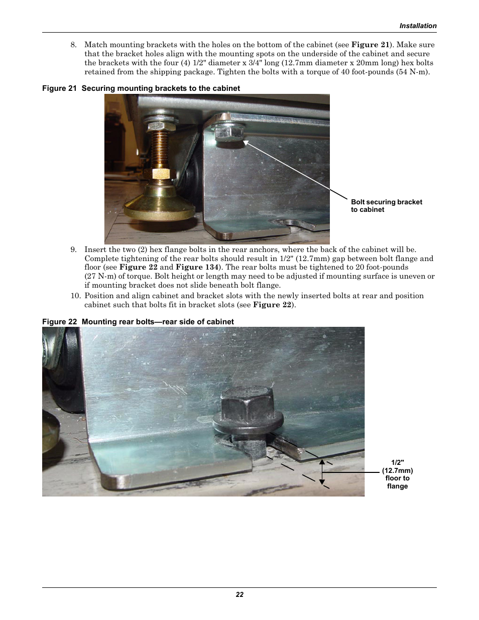 Figure 22 mounting rear bolts-rear side of cabinet | Emerson Series 600T User Manual | Page 34 / 168