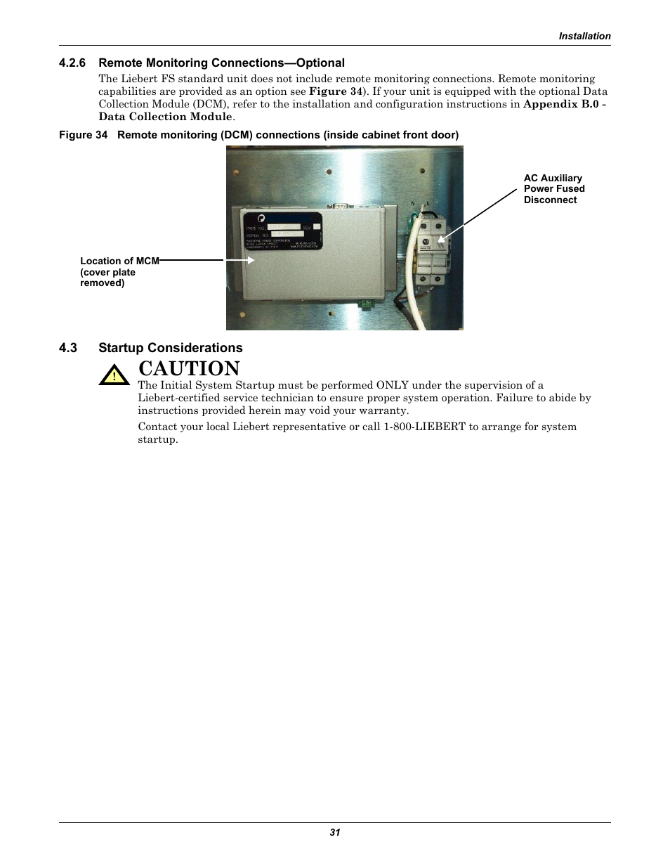 6 remote monitoring connections-optional, 3 startup considerations, Remote monitoring connections—optional | Startup considerations, 6 - remote monitoring connections—optional, Caution | Emerson Series 600T User Manual | Page 43 / 168